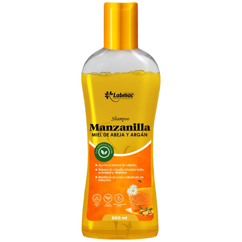 SHAMPOO DE MANZANILLA, MIEL DE ABEJA Y ARGAN ENVASE X 600 mL