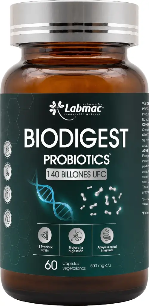 BIODIGEST PROBIOTICS CAPSULAS 500 mg ENVASE X 60 U