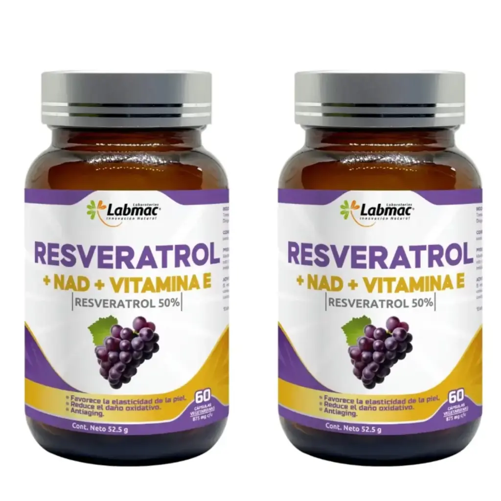2 RESVERATROL + NAD + VITAMINA E CAPSULAS 875 mg ENVASE X 60 U