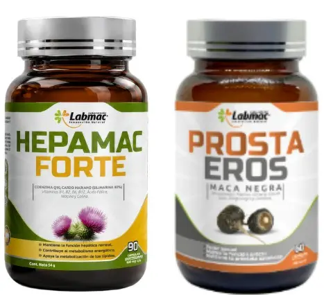  HEPAMAC FORTE CAPSULAS 600 mg ENVASE X 90 U  + 7PROSTAEROS (PN) CÁPSULAS 500 mg FRASCO X 60