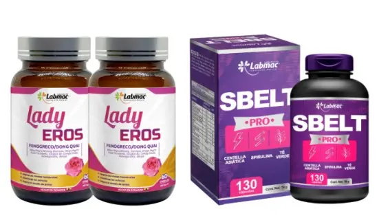 2 LADY EROS CAPSULAS 500 mg FRASCO X 60 +  1  SBELT PRO CÁPSULA 600 mg ENVASE X 130