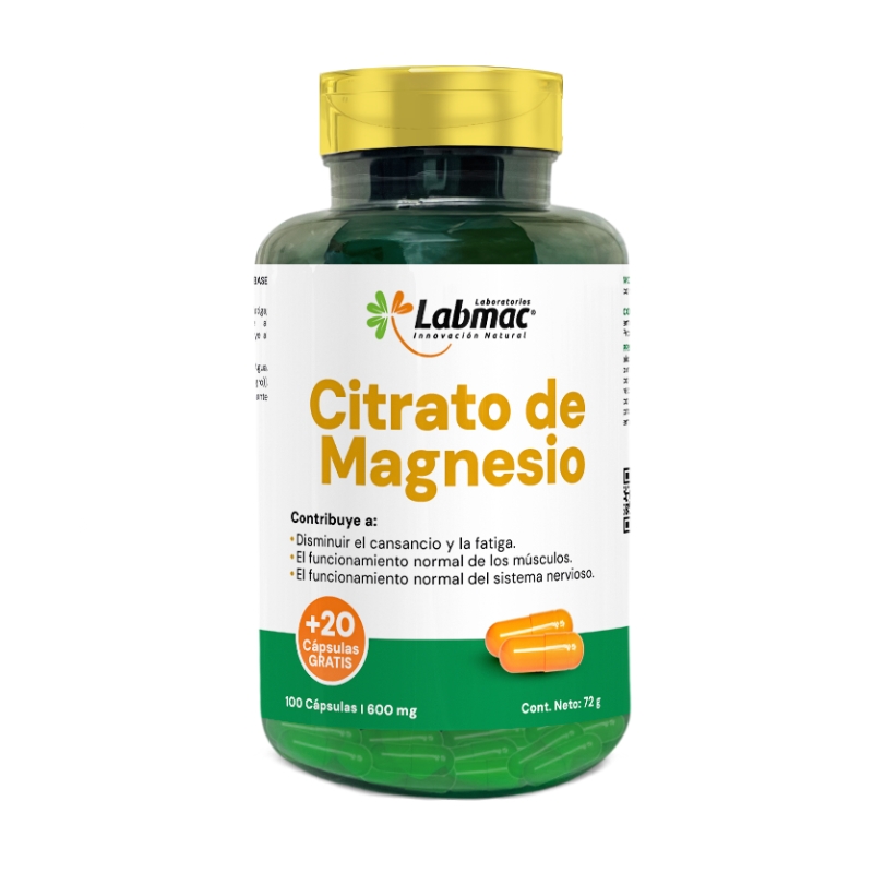 CITRATO DE MAGNESIO CÁPSULAS DE 600 mg ENVASE X 120
