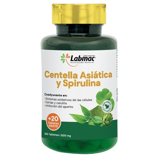 [PTL-N170] CENTELLA ASIÁTICA SPIRULINA 500 MG TAB X 120