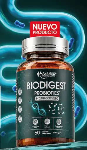 [WKIT-0091] BIODIGEST PROBIOTICS CAPSULAS 500 mg ENVASE X 60 U +  VASO TERMICO LOGO LABMAC